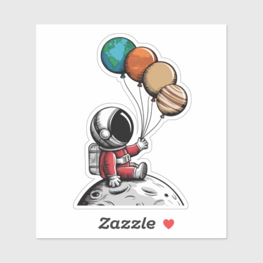 Schattigee grillige astronaut, Planet Outer Space, Sticker (Vel)