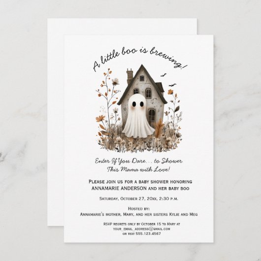 Schattigee grillige Baby Boo is het brouwen van Ba Kaart (Voorkant / Achterkant)