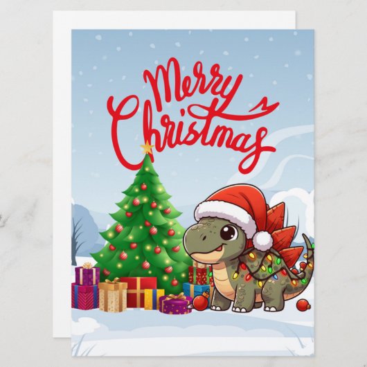Schattigee/grillige baby Christmas stegosaurus Feestdagenkaart (Voorkant / Achterkant)