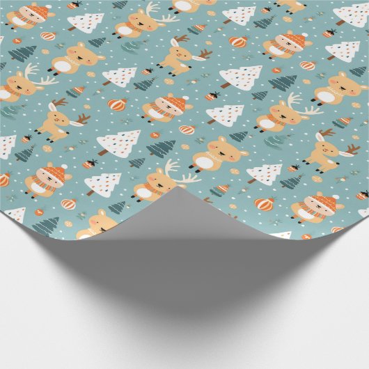 Schattigee grillige Baby Herten en Beer Patroon Cadeaupapier (Hoek)