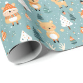 Schattigee grillige Baby Herten en Beer Patroon Cadeaupapier (Rol Hoek)