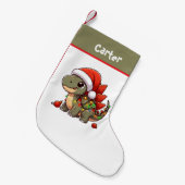 Schattigee/grillige baby kerstdino kleine kerstsok (Voorkant (Hangend))