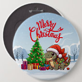 Schattigee/grillige baby kerstdino ronde button 6,0 cm (Voorkant /achterkant)