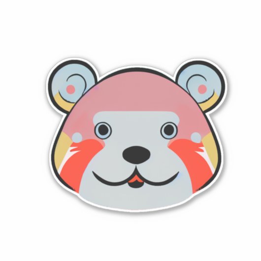 Schattigee grillige beer cartoon sticker (Voorkant)