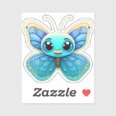 Schattigee grillige blauw Kinder vlinder Cartoon G Sticker (Vel)