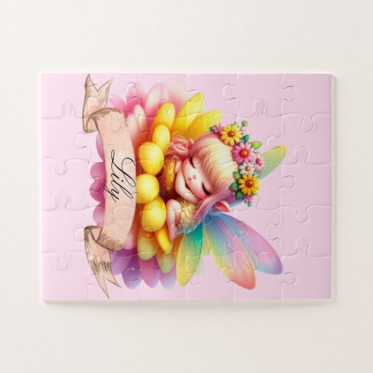 Schattigee grillige bloemen Sweet Dreams Slaapfee Legpuzzel (Horizontaal)