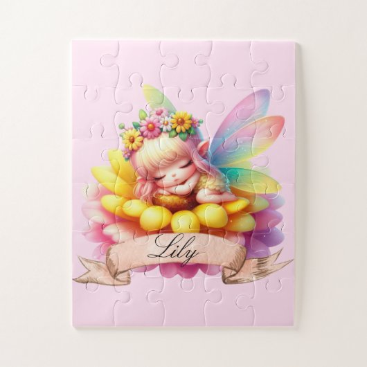 Schattigee grillige bloemen Sweet Dreams Slaapfee Legpuzzel (Verticaal)