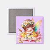 Schattigee grillige bloemen Sweet Dreams Slaapfee Magneet (Voorkant / Achterkant)