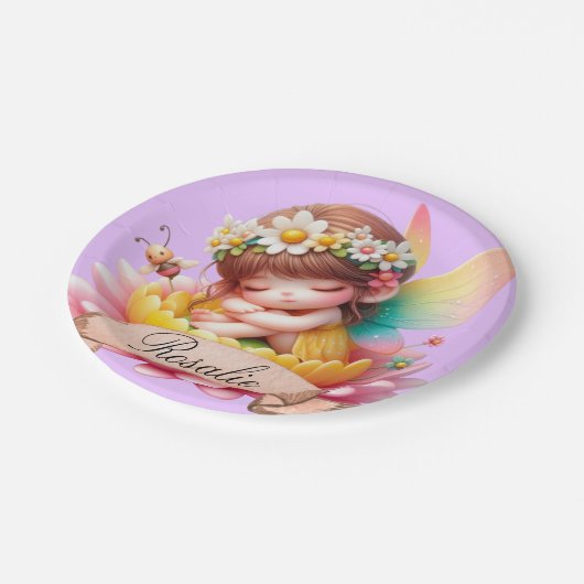 Schattigee grillige bloemen Sweet Dreams Slaapfee Papieren Bordje (Gekanteld)