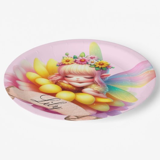 Schattigee grillige bloemen Sweet Dreams Slaapfee Papieren Bordje (Gekanteld)