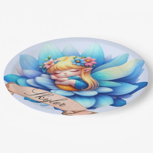 Schattigee grillige bloemen Sweet Dreams Slaapfee Papieren Bordje (Gekanteld)