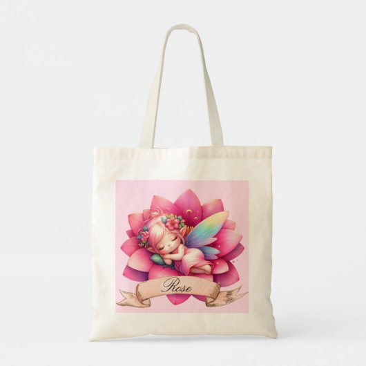 Schattigee grillige bloemen Sweet Dreams Slaapfee Tote Bag (Achterkant)