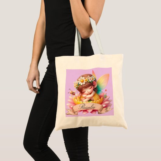 Schattigee grillige bloemen Sweet Dreams Slaapfee Tote Bag (Voorkant (product))