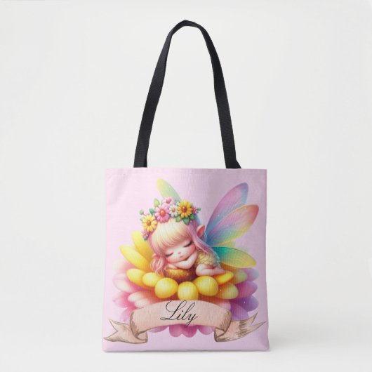Schattigee grillige bloemen Sweet Dreams Slaapfee Tote Bag (Voorkant)