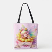 Schattigee grillige bloemen Sweet Dreams Slaapfee Tote Bag (Achterkant)
