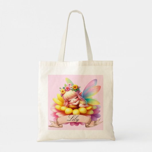 Schattigee grillige bloemen Sweet Dreams Slaapfee Tote Bag (Achterkant)