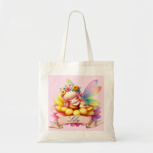 Schattigee grillige bloemen Sweet Dreams Slaapfee Tote Bag (Voorkant)