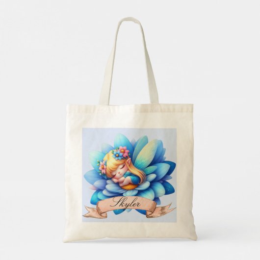 Schattigee grillige bloemen Sweet Dreams Slaapfee Tote Bag (Achterkant)