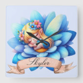 Schattigee grillige bloemen Sweet Dreams Slaapfee Vierkante Klok (Voorkant)