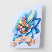 Schattigee grillige bloemen Sweet Dreams Slaapfee Vierkante Klok (Hoek)