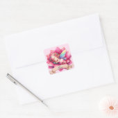 Schattigee grillige bloemen Sweet Dreams Slaapfee Vierkante Sticker (Envelop)