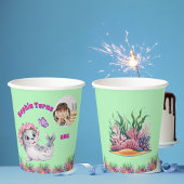 Schattigee grillige bloemen Zee Lion foto verjaard Papieren Bekers