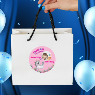 Schattigee grillige bloemen Zee Lion Girly Foto Ronde Sticker