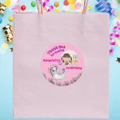 Schattigee grillige bloemen Zee Lion Girly Foto Ronde Sticker