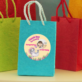 Schattigee grillige bloemen Zee Lion Girly Foto Ronde Sticker