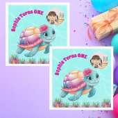 Schattigee grillige bloemen Zee schildpad foto ver Servet