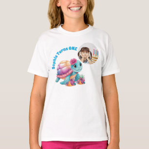 Schattigee grillige bloemen Zee schildpad foto ver T-shirt