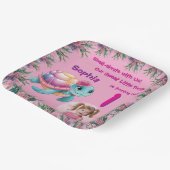 Schattigee grillige bloemen Zee Schildpad Girly Ve Papieren Bordje (Gebogen)