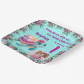 Schattigee grillige bloemen Zee Schildpad Girly Ve Papieren Bordje (Gebogen)