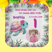 Schattigee grillige bloemen Zee Schildpad Girly Ve Papieren Bordje