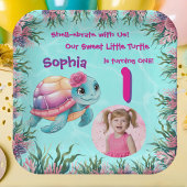 Schattigee grillige bloemen Zee Schildpad Girly Ve Papieren Bordje