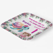 Schattigee grillige bloemen Zee Schildpad Girly Ve Papieren Bordje (Gebogen)