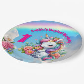 Schattigee grillige bloemeneenhoorn Girly 1e verja Papieren Bordje (Gekanteld)