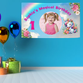 Schattigee grillige bloemeneenhoorn Girly 1e verja Spandoek