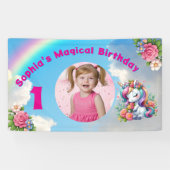 Schattigee grillige bloemeneenhoorn Girly 1e verja Spandoek (Horizontaal)