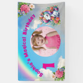 Schattigee grillige bloemeneenhoorn Girly 1e verja Spandoek (Verticaal)