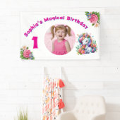 Schattigee grillige bloemeneenhoorn Girly 1e verja Spandoek (Insitu)