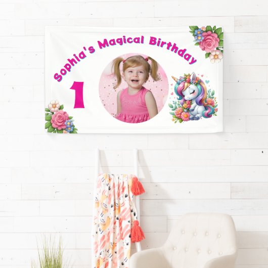 Schattigee grillige bloemeneenhoorn Girly 1e verja Spandoek (Insitu)