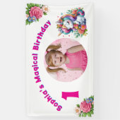 Schattigee grillige bloemeneenhoorn Girly 1e verja Spandoek (Verticaal)