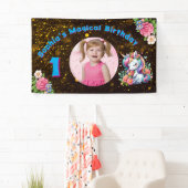 Schattigee grillige bloemeneenhoorn Girly 1e verja Spandoek (Insitu)
