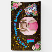 Schattigee grillige bloemeneenhoorn Girly 1e verja Spandoek (Verticaal)