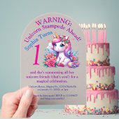 Schattigee grillige bloemeneenhoorn Girly Kids Ver Acryl Uitnodigingen