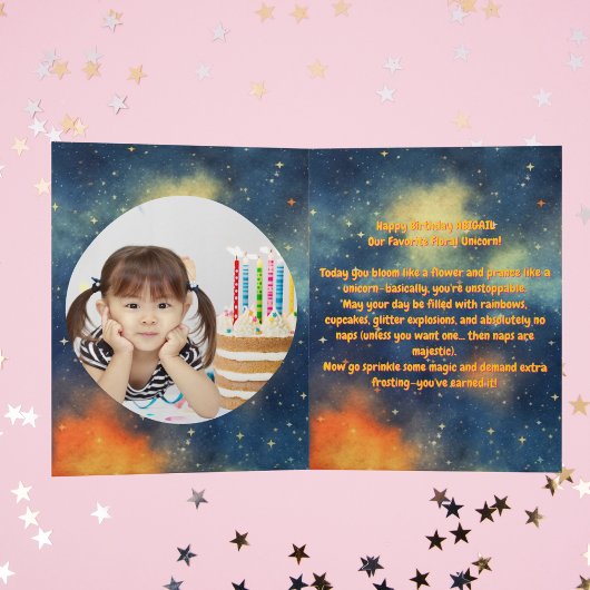 Schattigee grillige bloemeneenhoorn Girly Kids Ver Kaart