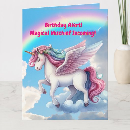 Schattigee grillige bloemeneenhoorn Girly Kids Ver Kaart (Voorkant)