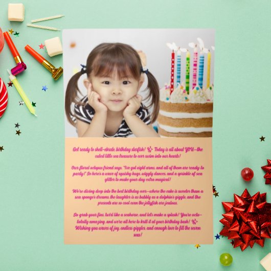 Schattigee grillige bloemenoctopus Foto Kids Verja Folie Wenskaart