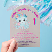 Schattigee grillige bloemenoctopus Girly Kids Verj Acryl Uitnodigingen